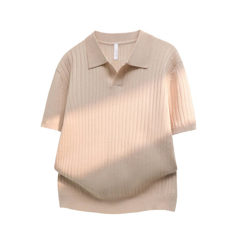 Damen Elegantes Kurzarm-Strickpoloshirt Drune