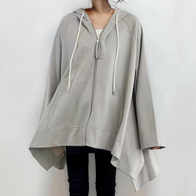 Damen Kapuzen-Poncho mit asymmetrischem Schnitt und praktischen Taschen Drune