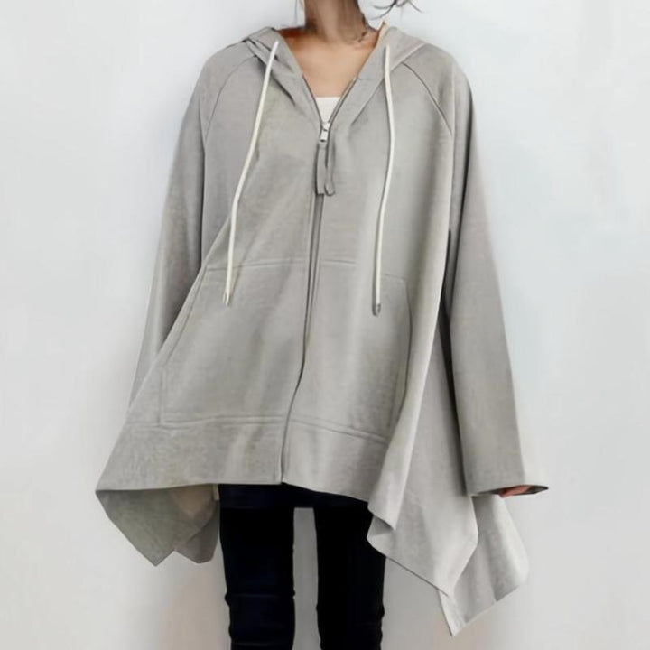 Damen Kapuzen-Poncho mit asymmetrischem Schnitt und praktischen Taschen Drune