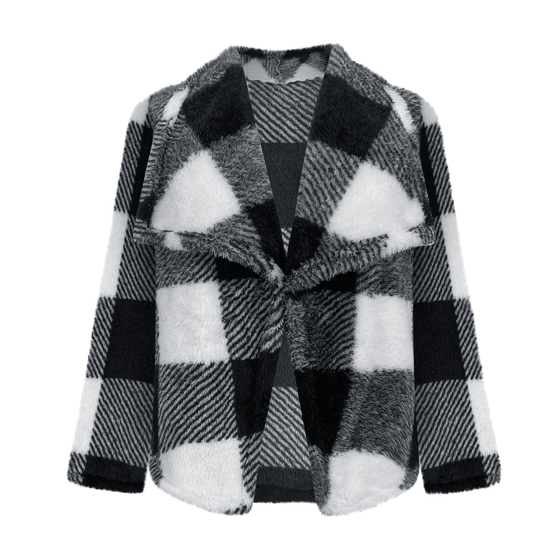 Damen Kuschelige Jacke im karierter Design Drune