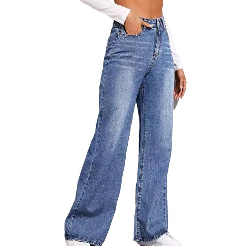 Damen weit geschnittene High-Waist Jeans im casual Look Drune