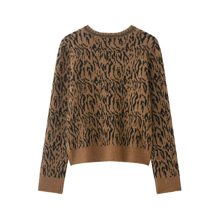 Damen nan kurzgeschnittene Jacquard-Strickjacke mit Zierperlenknöpfen Drune
