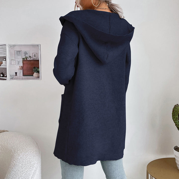 Damen Langer gerippter Cocoon-Cardigan aus leichtem Feinstrick mit Eingrifftaschen Drune