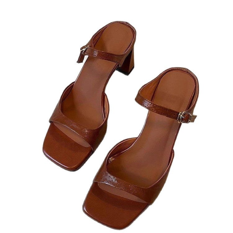 Damen Slingback Sandalen mit modischem Blockabsatz und elegantem Riemendesign Drune
