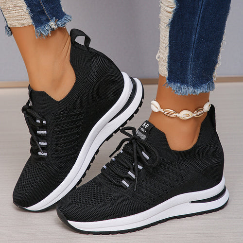 Damen Keil-Sneaker aus Strick mit gepolstertem Plateau-Fußbett Drune