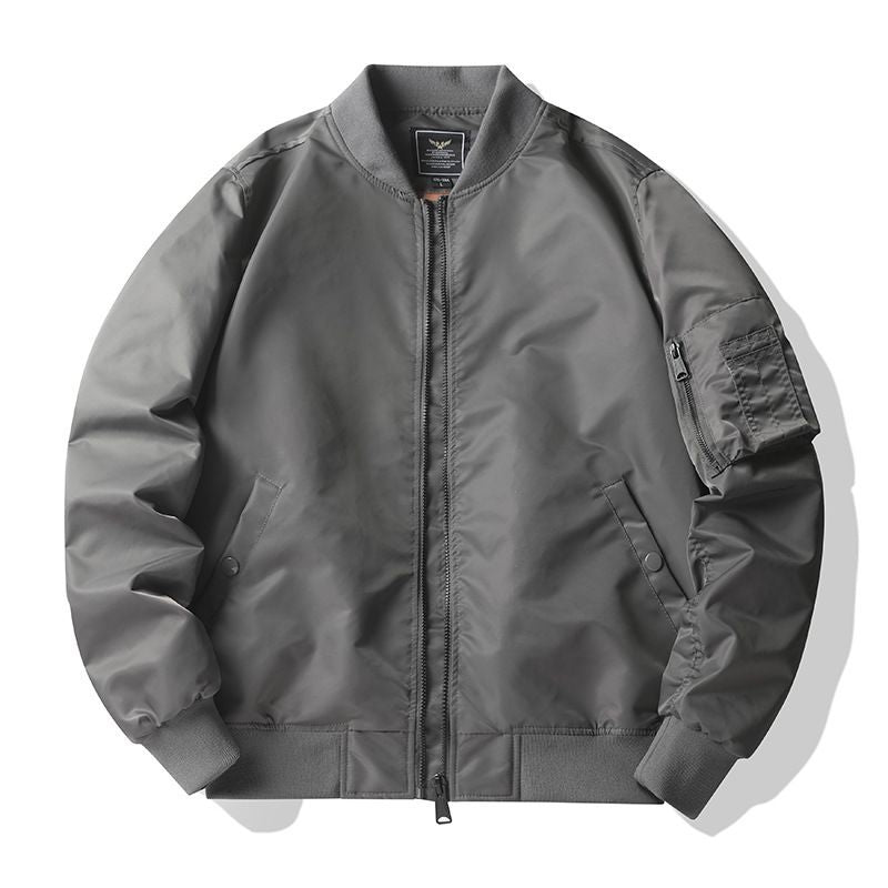 Men's  matte nylon flight bomber jacket with sleeve utility pocket and ribbed trims Drune