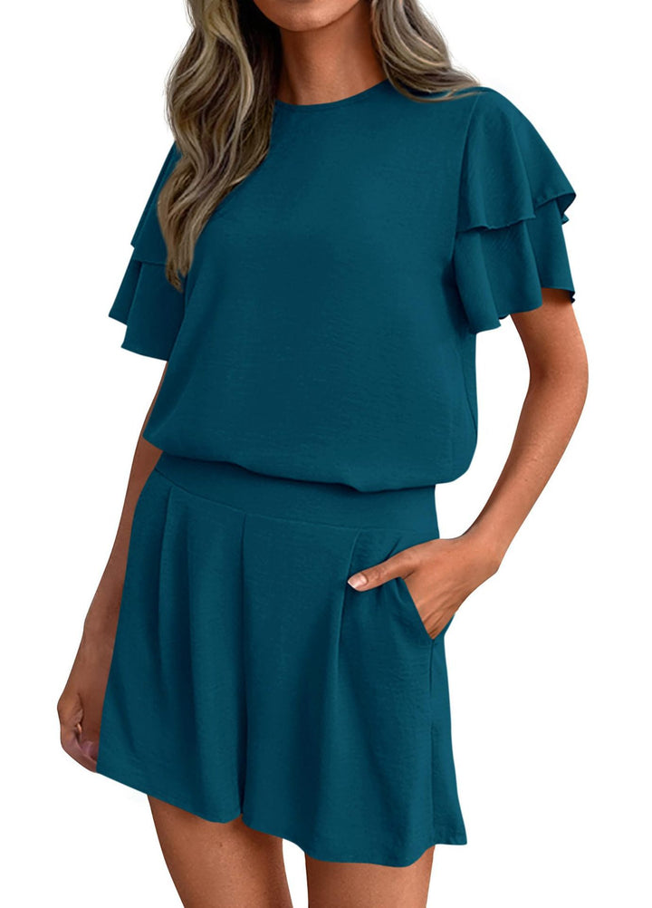 Damen Verspieltes Jumpsuit mit Rüschendetails und seitlichen Taschen Drune
