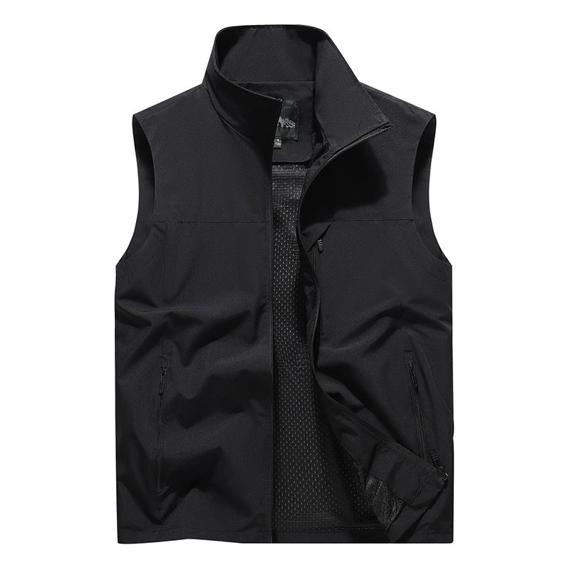 Herren Winddichte Softshell‑Outdoorweste mit belüftetem Mesh‑Innenfutter und verdeckten Reißverschlusstaschen Drune