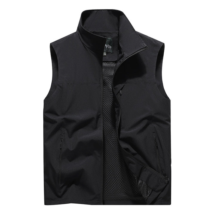 Herren Winddichte Softshell‑Outdoorweste mit belüftetem Mesh‑Innenfutter und verdeckten Reißverschlusstaschen Drune