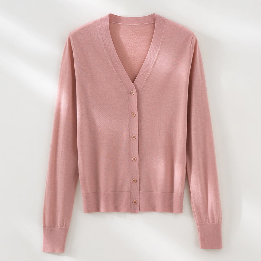 Damen Feinstrick-Cardigan mit V-Ausschnitt, Knopfleiste und Rippbündchen Drune