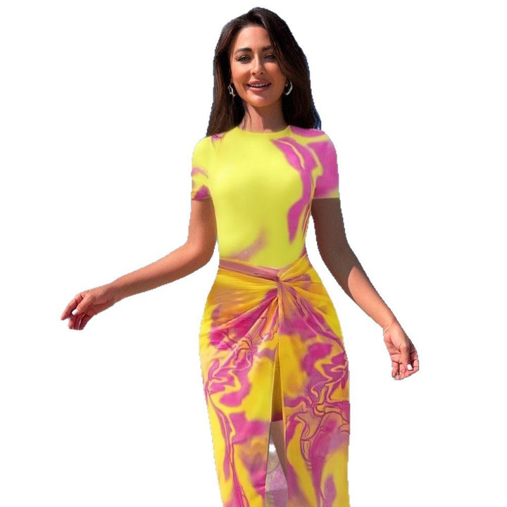 Damen modisches Strandkleid mit verknoteter Taille Drune