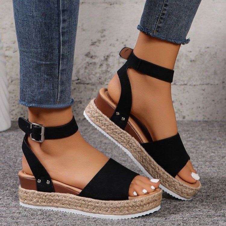 Damen Wedge-Sandaletten mit elegantem Riemen-Design und komfortablem Fußbett Drune