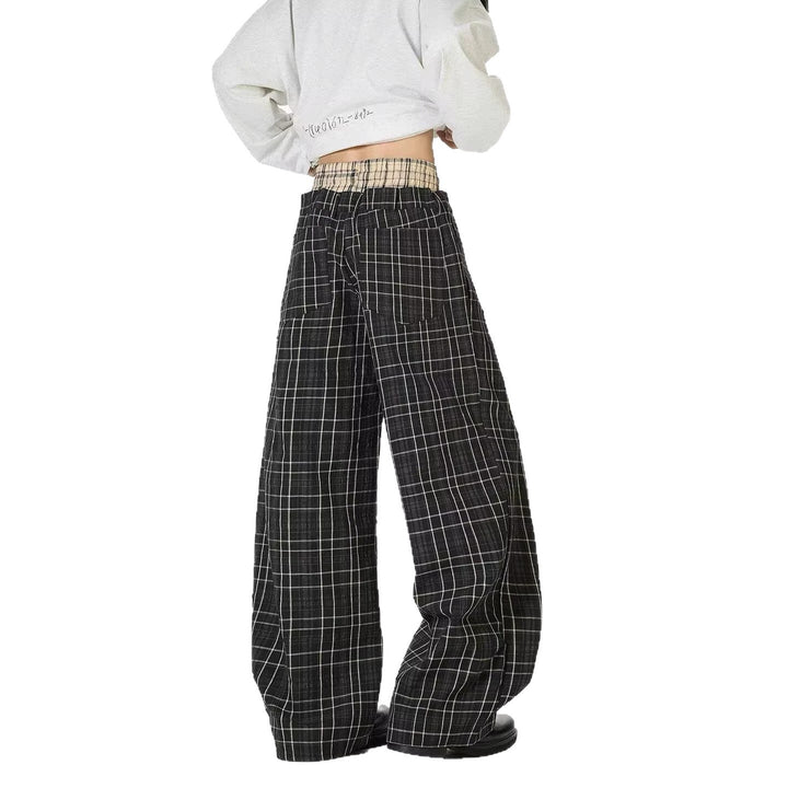 Damen Lässige Karotten-Hosen mit Karomuster Drune