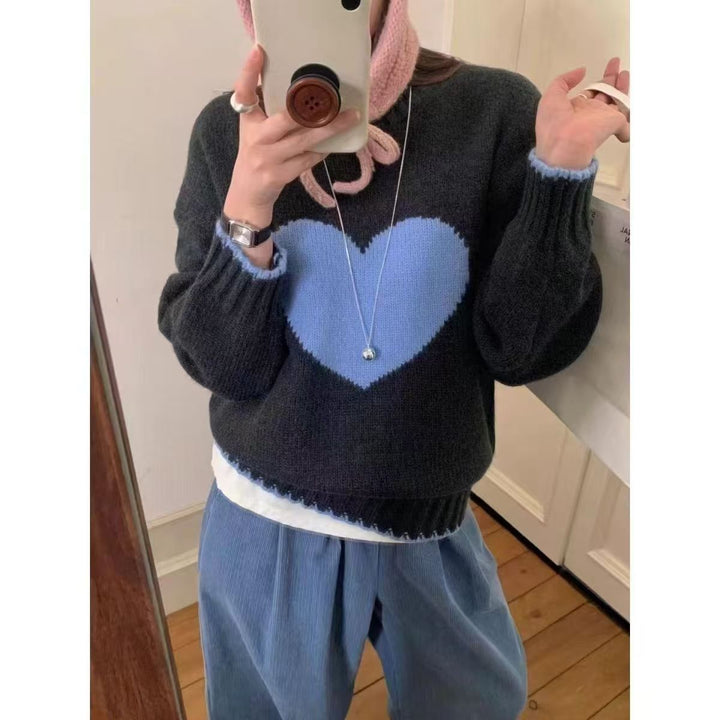 Damen Strickpullover mit Herzmotiv und lässigem Schnitt Drune