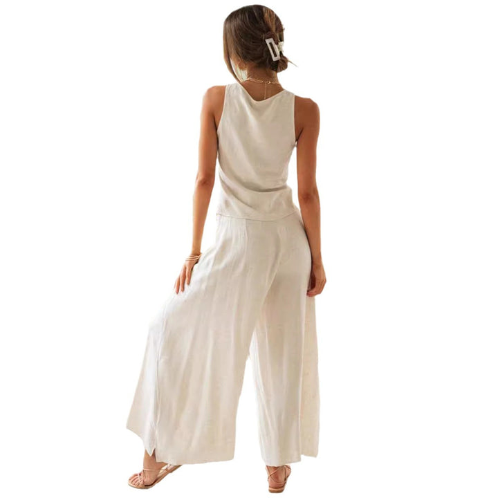 Damen Zweiteiliges Set mit Cropped Top und weiten Hosen Drune