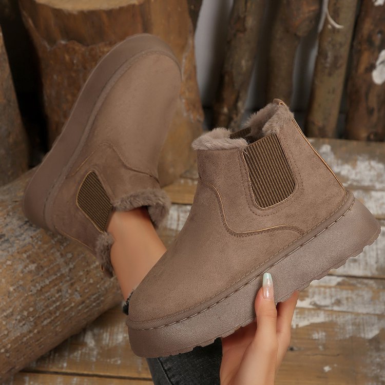 Damen Gefütterte Chelsea‑Stiefeletten aus Wildlederoptik mit elastischer Seitenblende und profilierter Gummisohle Drune