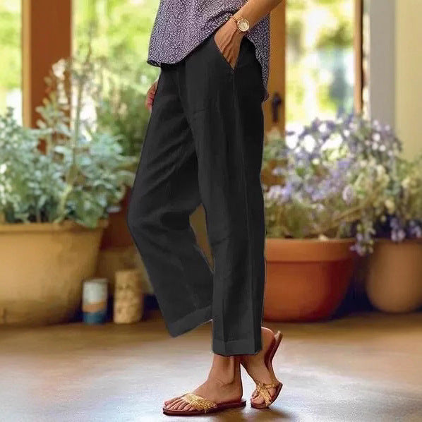 Damen Leinenhose mit weitem Schnitt und praktischen Taschen Drune