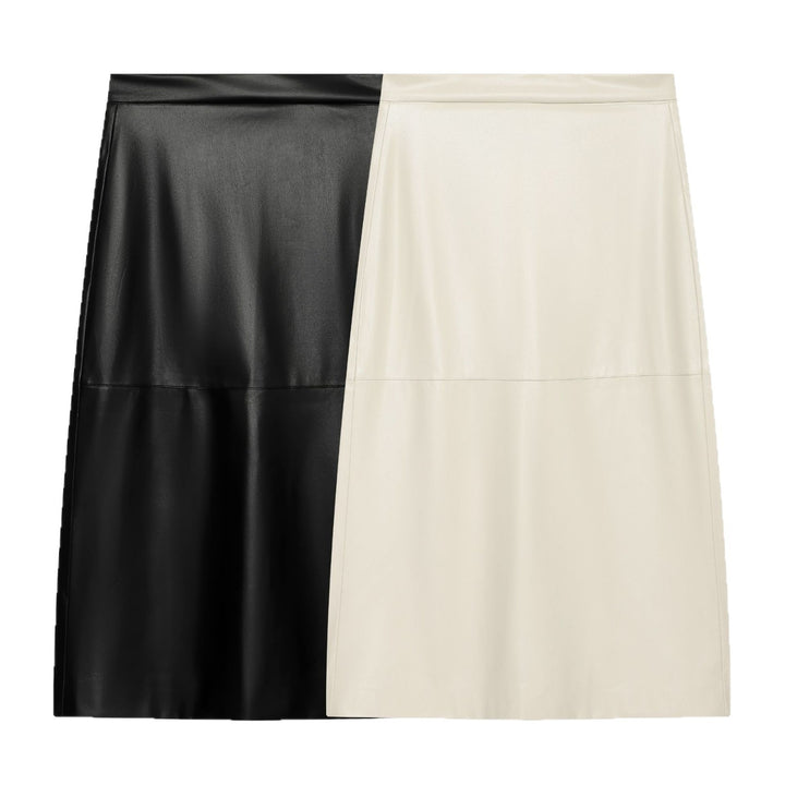 Damen A‑Linien‑Midirock aus Kunstleder mit hoher Taille Drune
