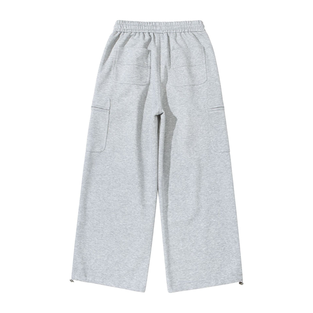Damen Weite Cropped-Sweathose mit Tunnelzug, Cargo-Taschen und Reißverschluss-Details Drune