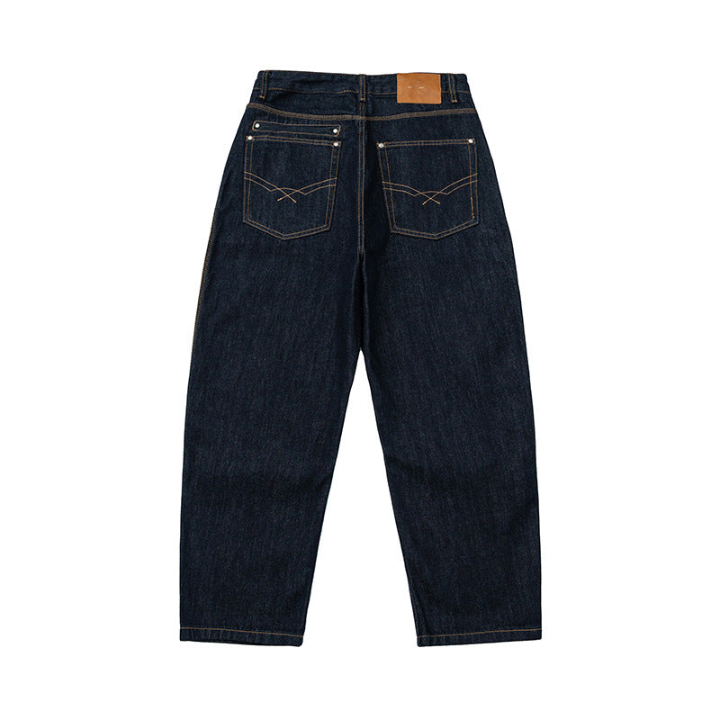 Damen Relaxed-Fit High-Waist Denimhose mit weitem Bein und markanter Nahtführung Drune