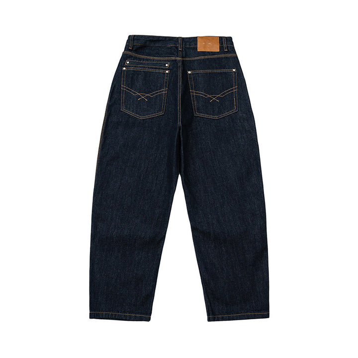 Damen Relaxed-Fit High-Waist Denimhose mit weitem Bein und markanter Nahtführung Drune