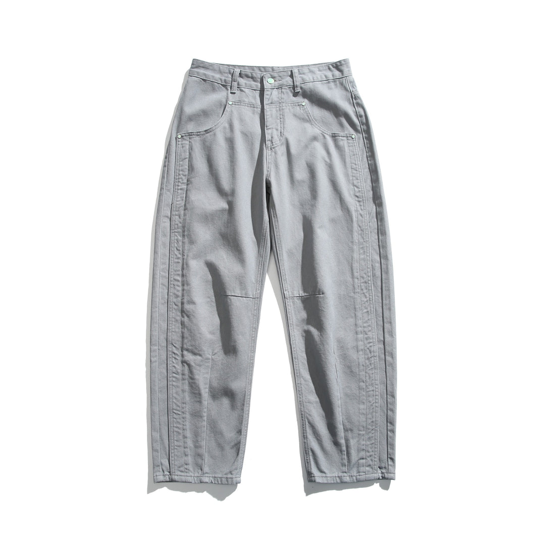 Damen Utility-Hose mit hoher Taille, geradem Bein und Ziernähten Drune