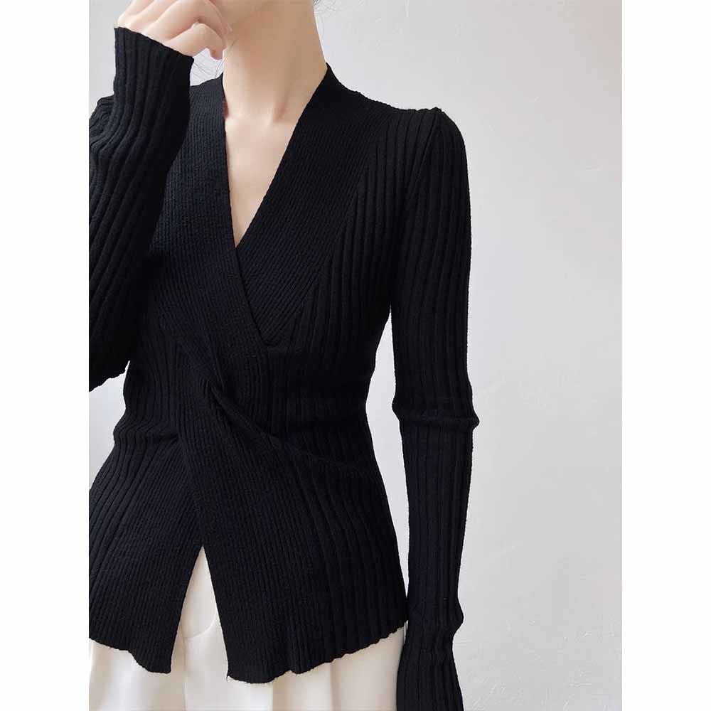 Damen Elegante Wickelstrickjacke Drune