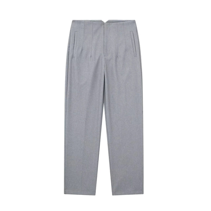 Damen Hochtaillierte tapered Anzughose mit Bügelfalte und Paspeltaschen Drune