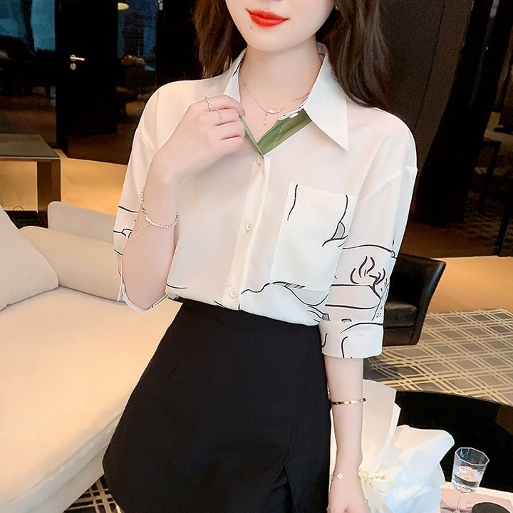 Damen Bluse mit modernen Grafiken und klassischem Schnitt Drune
