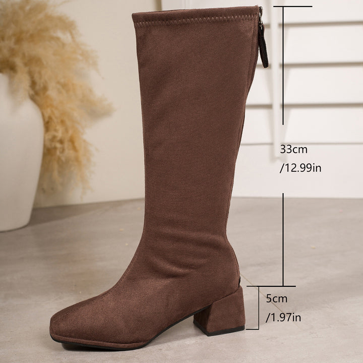 Damen Moda Stiefel mit Blockabsatz Drune