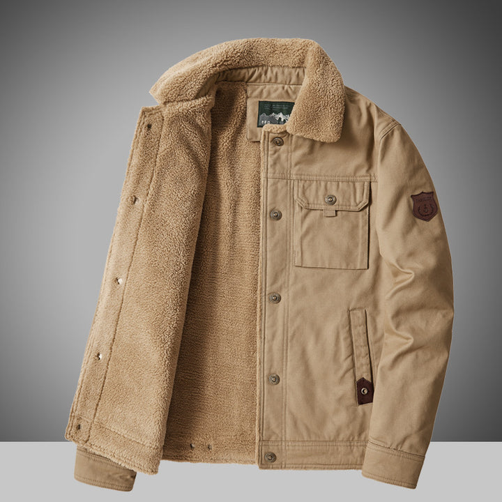 Herren Warme Winterjacke mit Teddyfutter Drune