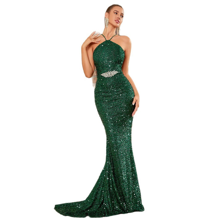 Damen Glamouröses Abendkleid mit figurformendem Schnitt und schimmerndem Glitzer Drune