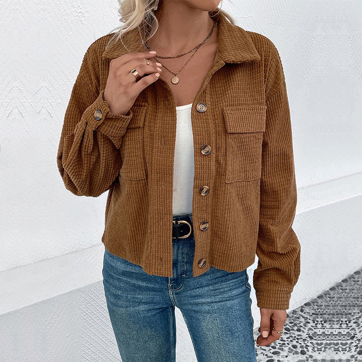 Damen Lässige Kordjacke mit Knopfleiste Drune