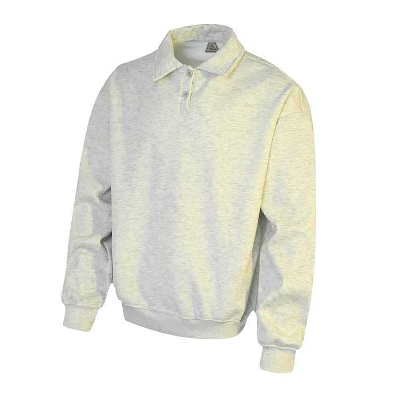 Herren Polo‑Sweatshirt im Oversize‑Relaxed‑Fit mit Rippbündchen und Knopfleiste Drune