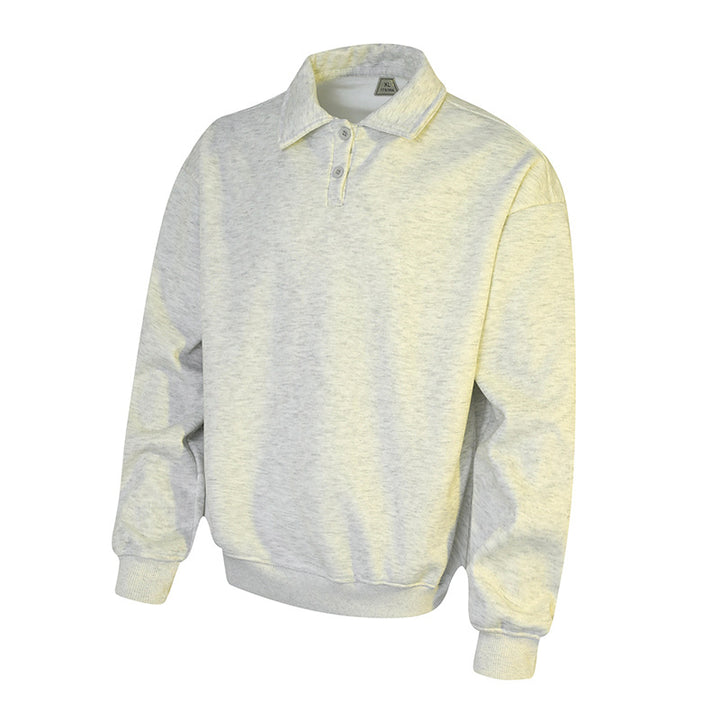 Herren Polo‑Sweatshirt im Oversize‑Relaxed‑Fit mit Rippbündchen und Knopfleiste Drune