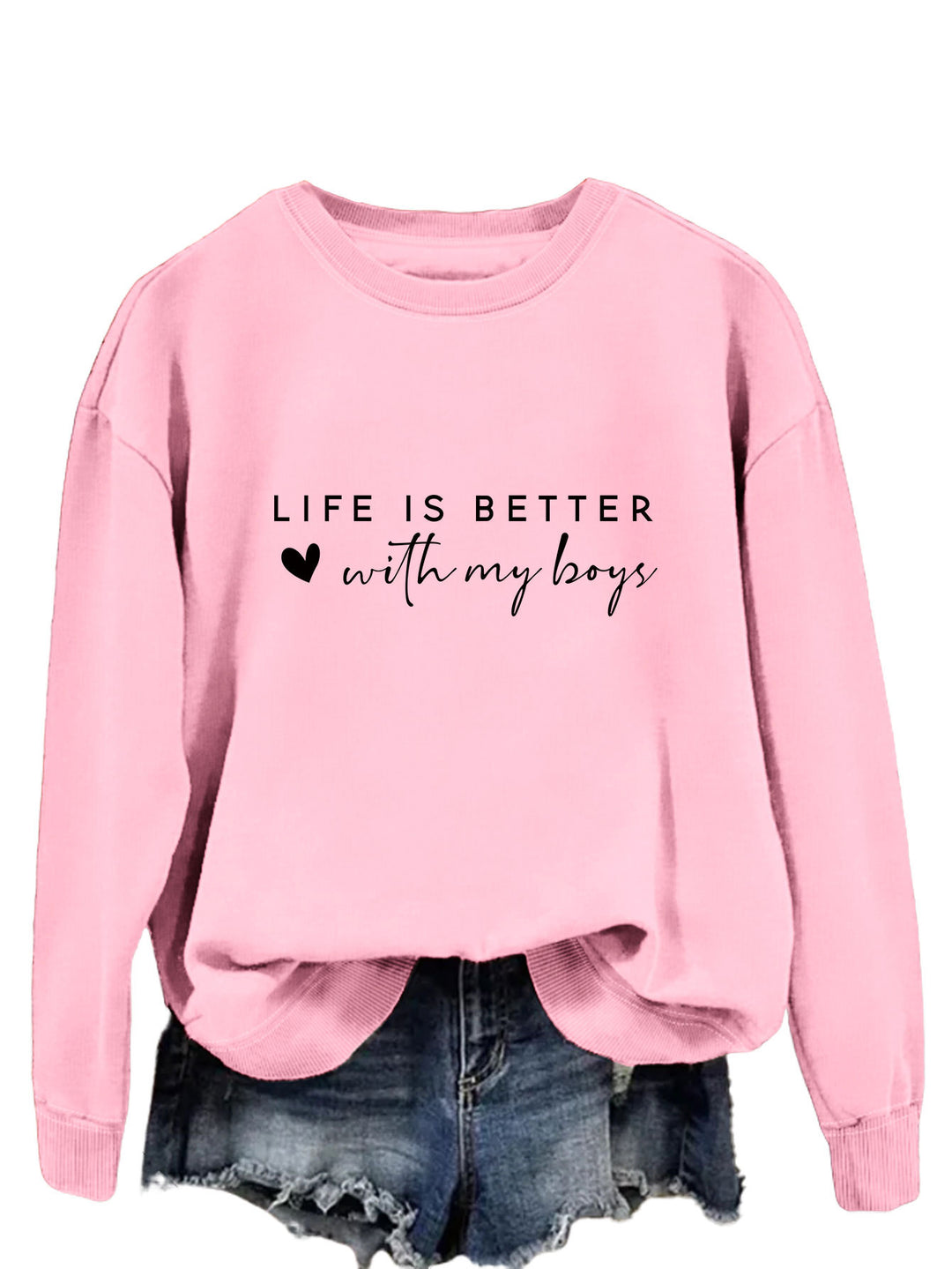 Damen gemütlicher Rundhals-Sweater mit inspirierendem Aufdruck Drune
