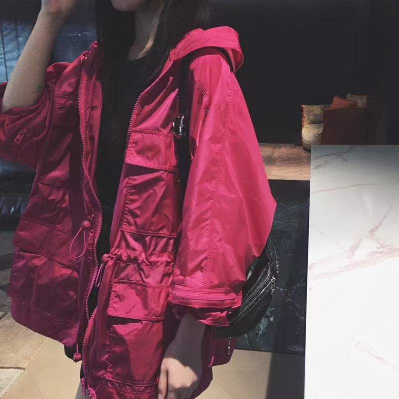 Damen Modische Übergangsjacke mit Kapuze und praktischen Taschen Drune