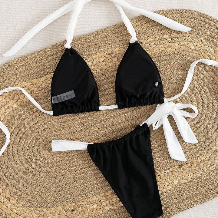 Damen Triangel-Bikini mit verstellbaren Trägern und femininem Bindedetail Drune