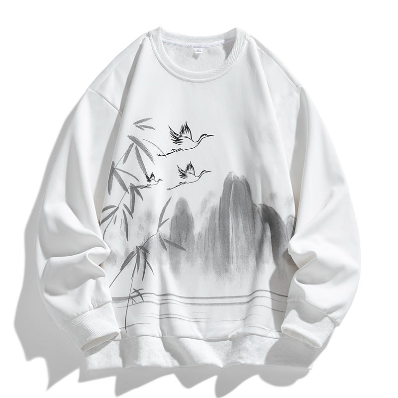 Unisex Oversize‑Sweatshirt mit Pinsel‑Print & geripptem Saum Drune