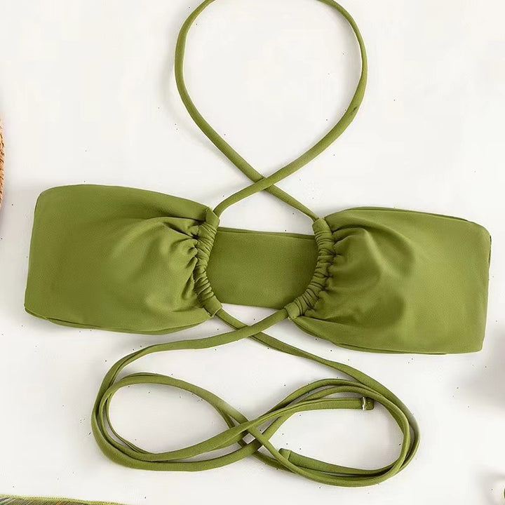 Damen Bikini-Set mit raffiniertem Wickeldesign und dekorativem Oberteil Drune