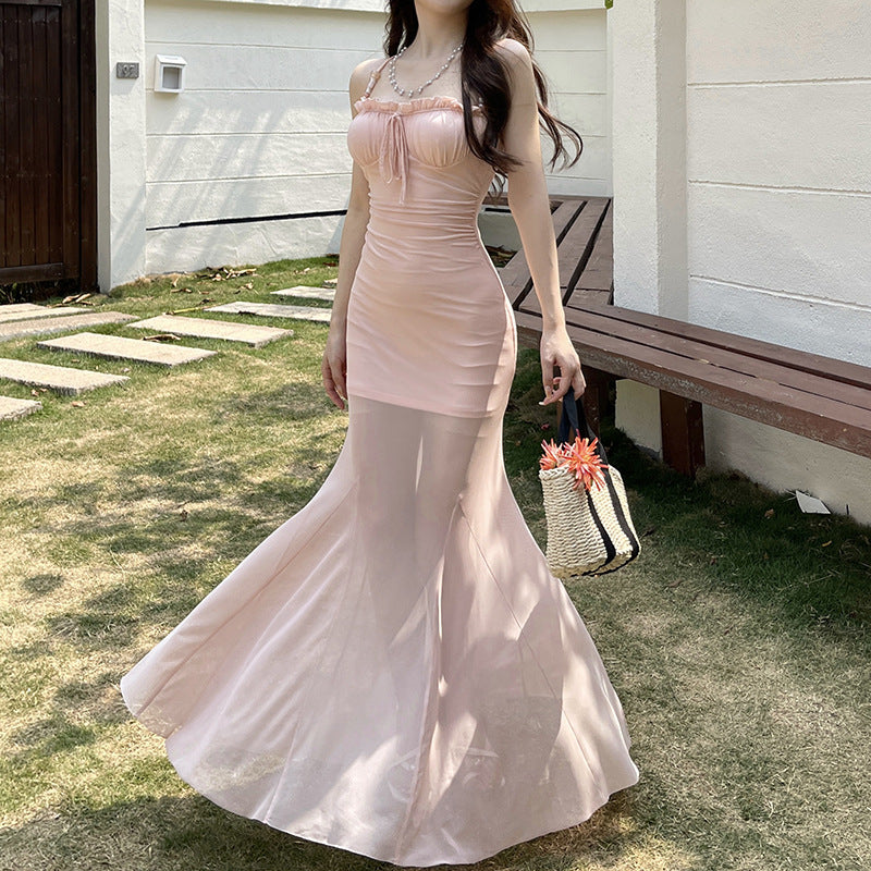 Damen Elegantes Maxikleid mit raffinierten Rüschendetails Drune