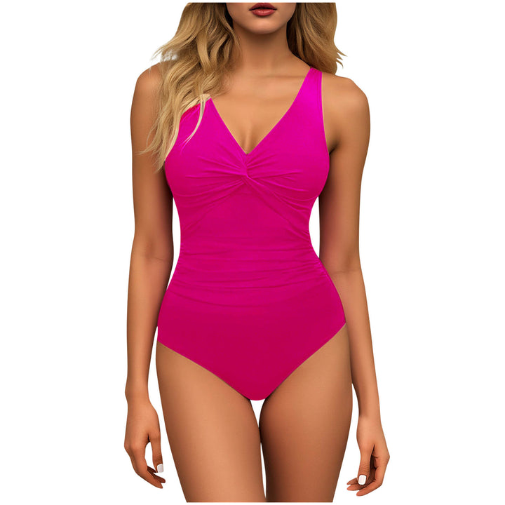 Damen Eleganter Bademode Einteiler mit Raffungen Drune