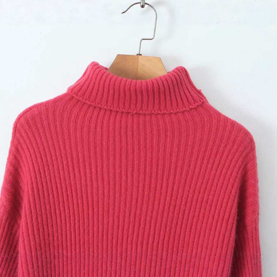 Damen Grobstrickpullover mit Stehkragen Drune