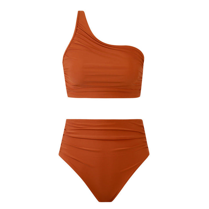 Damen Bikini-Set mit elegantem asymmetrischen Oberteil und hohem Taillenslip Drune