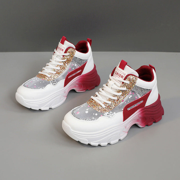 Damen Trendige Chunky Sneakers mit glitzernden Akzenten und ausgeprägtem Sohlenprofil Drune