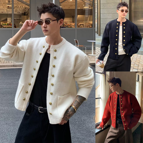 Herren Modische Strickjacke mit Knöpfen Drune