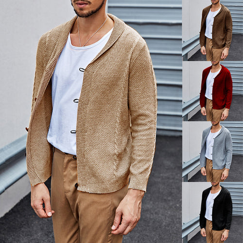 Herren Feinstrick-Cardigan mit Schalkragen, Karabiner-Verschlüssen und Strukturstrick Drune