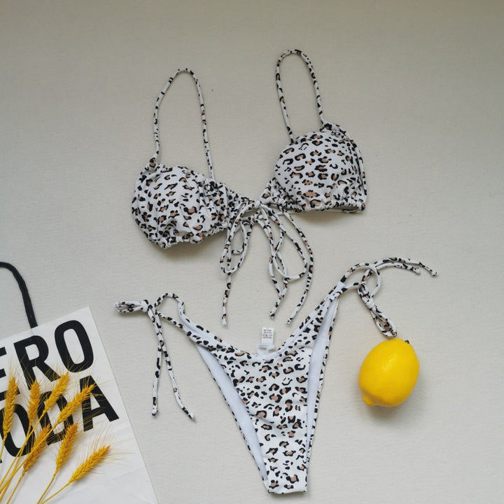 Damen Triangel-Bikini-Set mit verspielten Bindebändern und schickem Farbkontrast Drune
