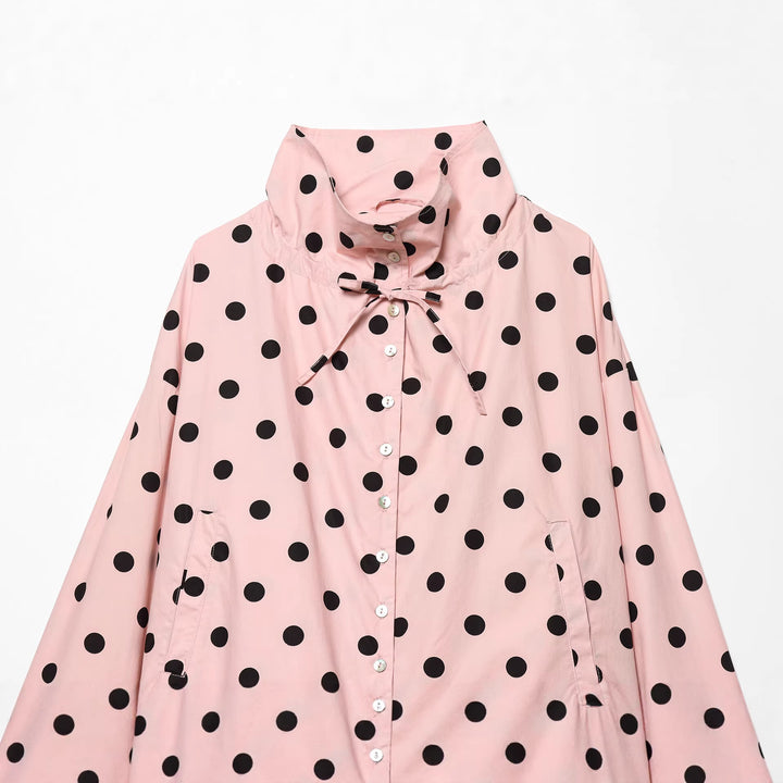 Damen 70+ gepunktete Cropped-Übergangsjacke mit Stehkragen und Kordelzug Drune