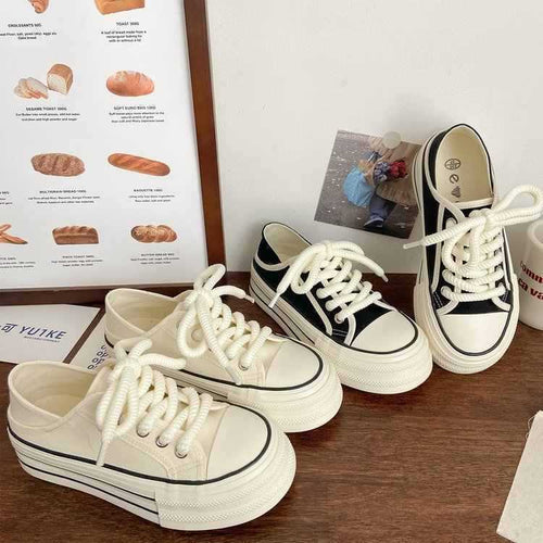 Damen Bequeme Sneaker mit doppelter Sohle und dekorativer Schnürung Drune